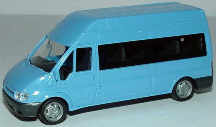 Foto 1:87 Ford Transit 2000 Bus lang Hochdach hellblau Rietze