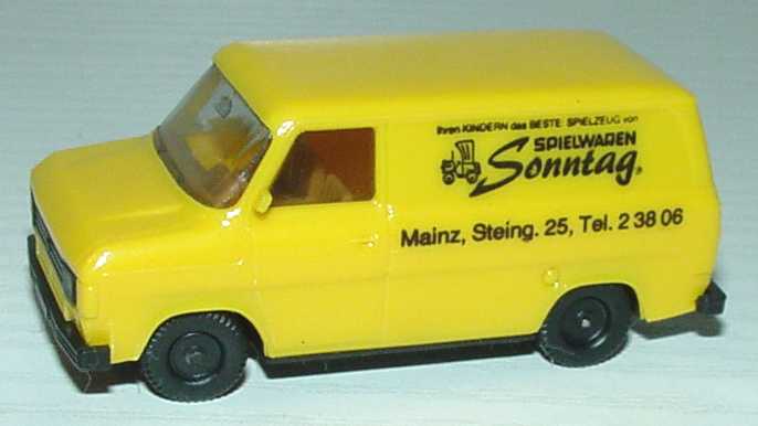 Foto 1:87 Ford Transit MK2 Kasten orange Spielwaren Sonntag, Mainz herpa