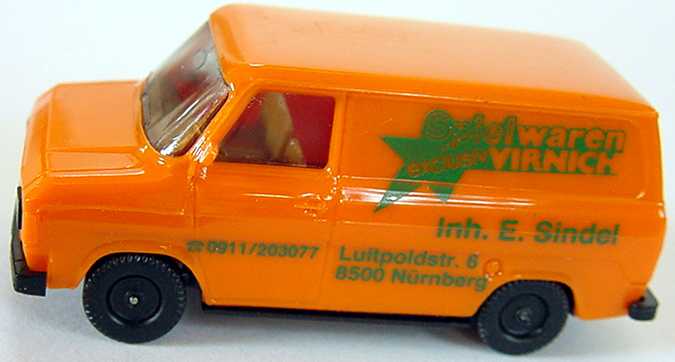 Foto 1:87 Ford Transit MK2 Kasten orange Spielwaren Virnich, Nürnberg herpa