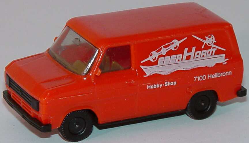 Foto 1:87 Ford Transit MK2 Kasten rotorange Eberhardt Hobby-Shop, Heilbronn herpa