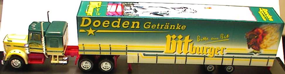 Foto 1:87 Freightliner CON JuPPSzg 3/2 Bitburger, Doeden Getränke herpa