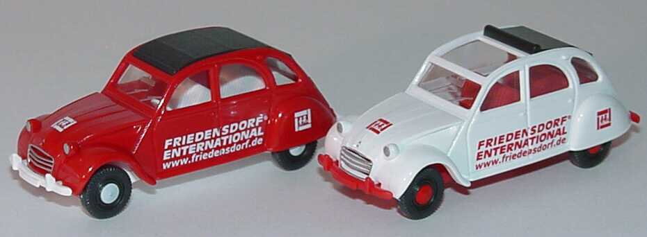 Foto 1:87 Friedensdorf International Set-Packung (Citroen 2 CV Rolldach offen weiß + Citroen 2 CV Rolldach geschlossen rot) Wiking