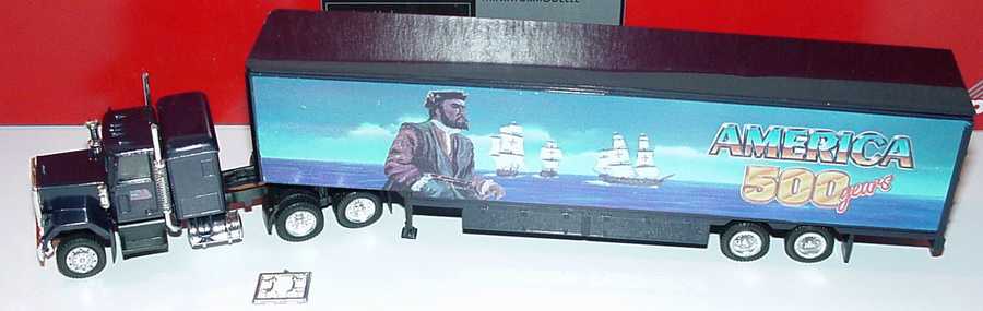 Foto 1:87 GMC CON Sleeper MovingVanSzg 3/2 America 500 years, Columbus herpa 140874