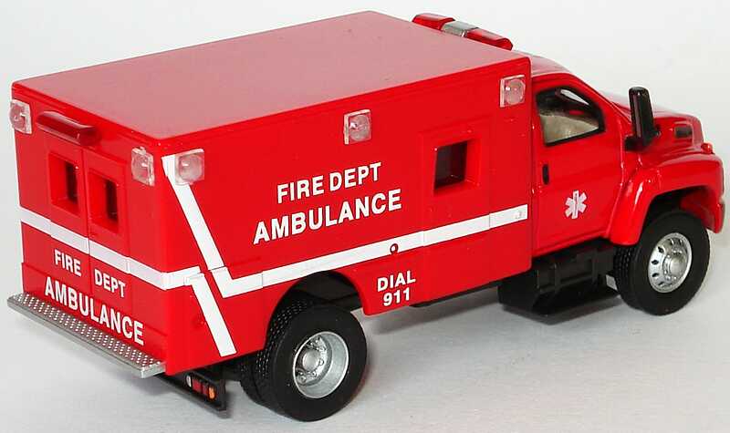 Foto 1:87 GMC TopKick Rettungswagen Fire Department Ambulance rot Schuco 21821/21818