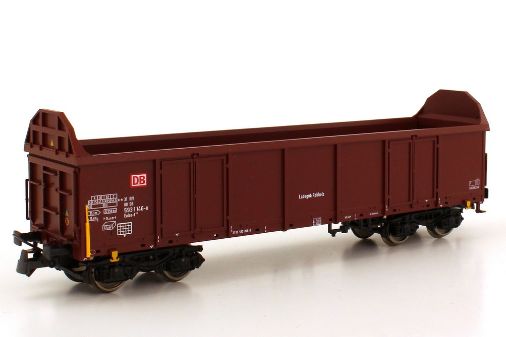 Foto 1:87 H0 Set 4x Ealos-t 058 Holztransportwagen 4-achsig DB AG braun, Epoche V Roco 66061