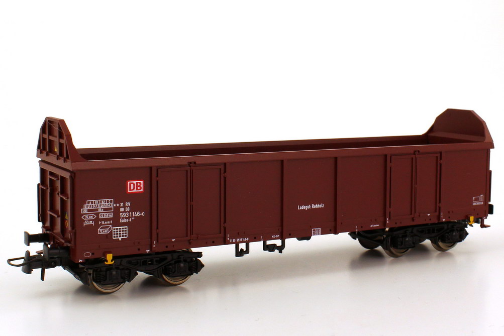 Foto 1:87 H0 Set 4x Ealos-t 058 Holztransportwagen 4-achsig DB AG braun, Epoche V Roco 66061
