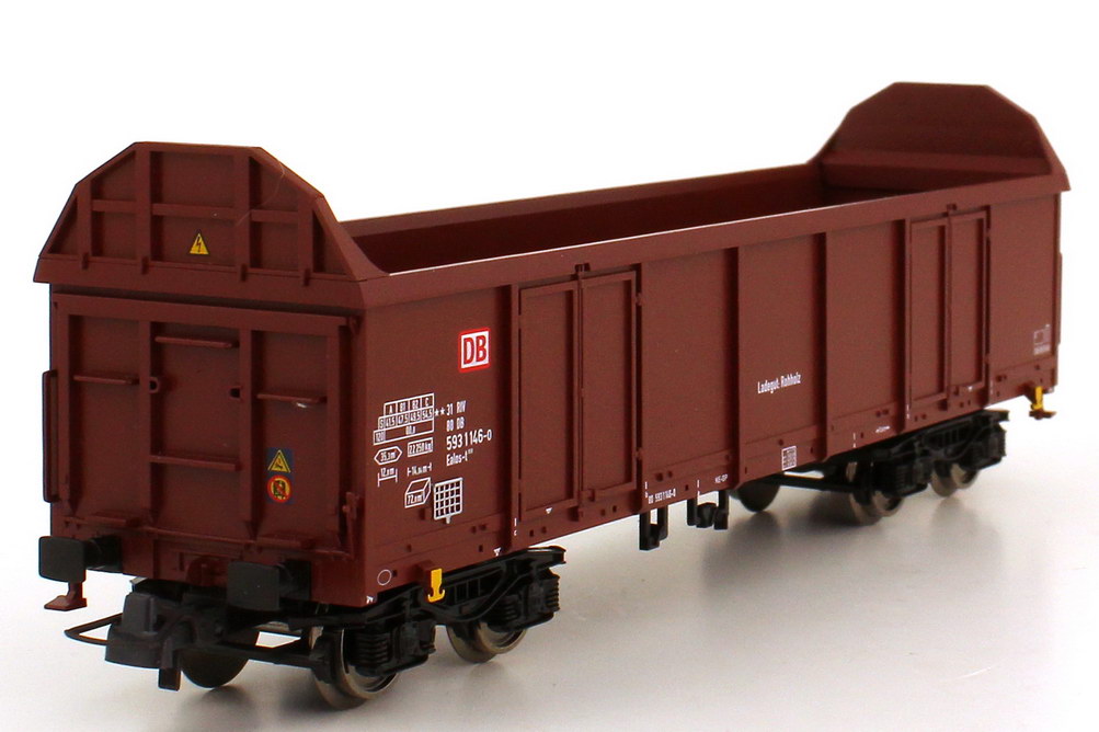 Foto 1:87 H0 Set 4x Ealos-t 058 Holztransportwagen 4-achsig DB AG braun, Epoche V Roco 66061