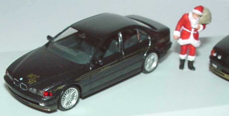 Foto 1:87 HCC Weihnachtsmodell 1997 (Alpina BMW B10 V8 + B10 Bi-Turbo anthrazit-met. mit Weihnachtsmann) herpa 195478