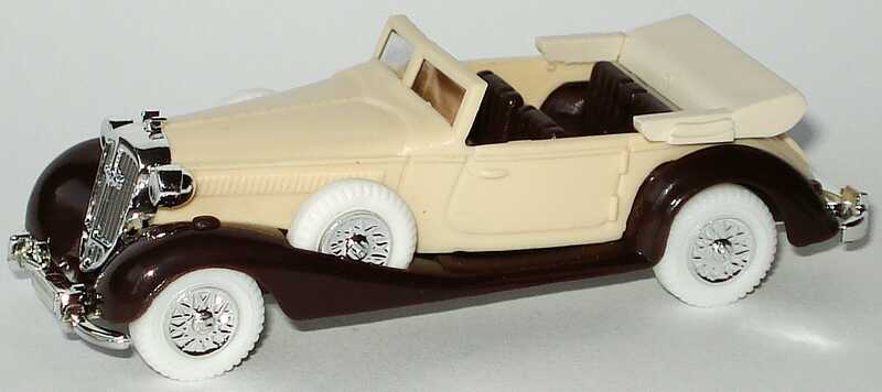 Foto 1:87 Horch 853 Cabrio beige/dunkelbraun, weiße Reifen Praliné