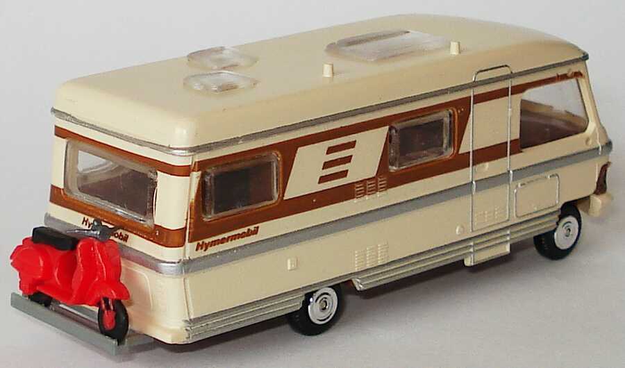 Foto 1:87 Hymer Hymermobil 660 beige/braun mit Motorroller rot Rietze 30071