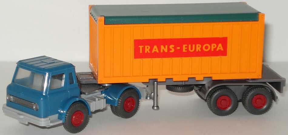 Foto 1:87 International Harvester CargoStar 20 Open-Top-ContainerSzg 2/2 Trans-Europa, Fh, capriblau Wiking