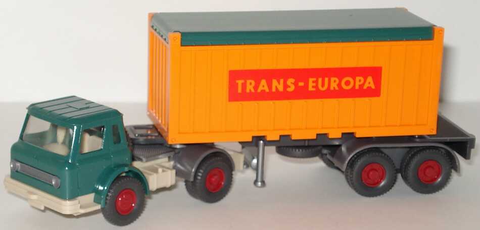 Foto 1:87 International Harvester CargoStar 20 Open-Top-ContainerSzg 2/2 Trans-Europa, Fh, dunkelpatinagrün Wiking
