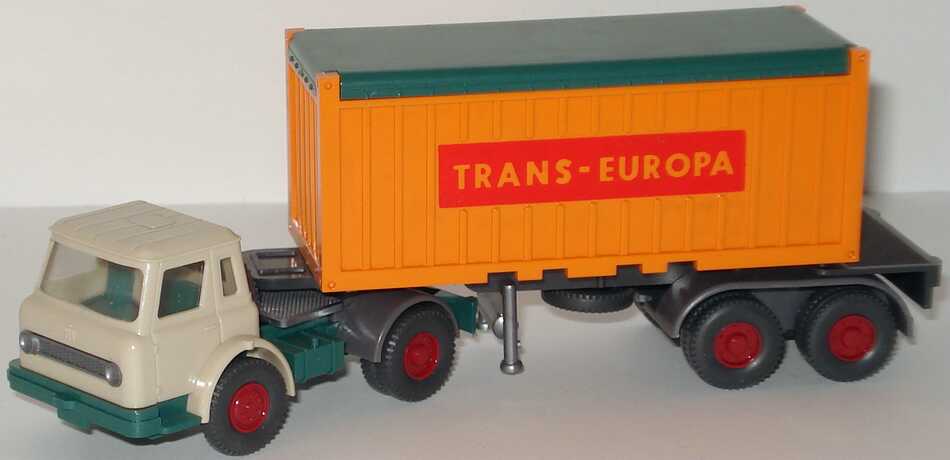 Foto 1:87 International Harvester CargoStar 20 Open-Top-ContainerSzg 2/2 Trans-Europa, Fh, hellgrau Wiking