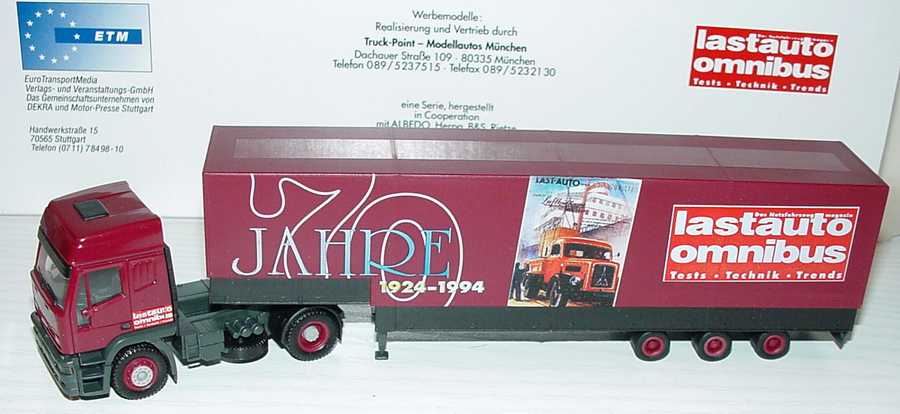 Foto 1:87 Iveco EuroTech Hochdach JuPPSzg 2/3 70 Jahre Lastauto Omnibus Albedo