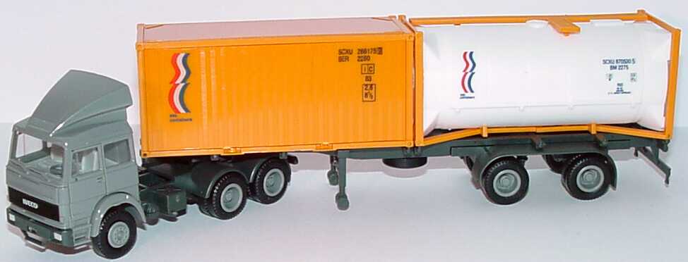 Foto 1:87 Iveco TurboTech mit Dachspoiler 2x20ft. CoSzg 2/3 Sea Containers herpa 816220