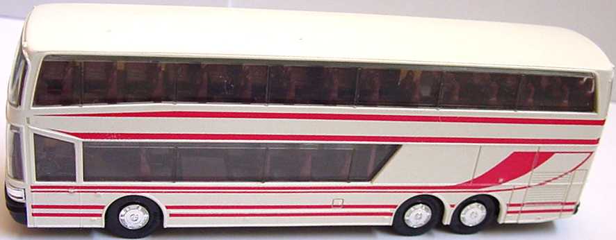 Foto 1:87 Kässbohrer-Setra S 228 DT perlmuttweiß/rot herpa