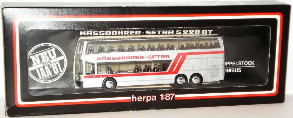 Foto 1:87 Kässbohrer-Setra S 228 DT silber-met. Kässbohrer-Setra, IA dunkelrot Neu zur IAA ´81 herpa