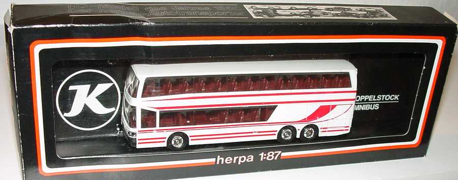 Foto 1:87 Kässbohrer-Setra S 228 DT weiß/rotviolett (große Verpackung) herpa 830461