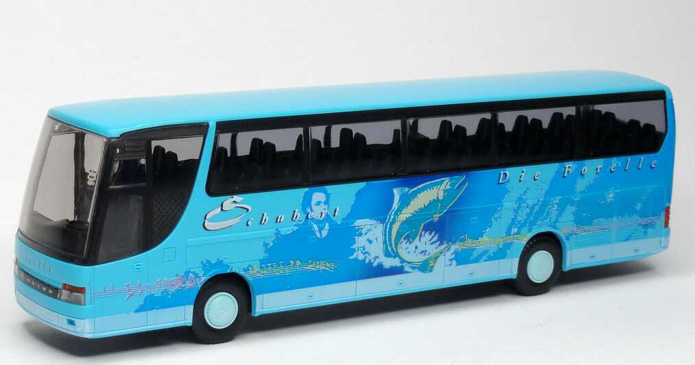 Foto 1:87 Kässbohrer-Setra S 315 HDH Schubert, Die Forelle, Radkappen hellblau Rietze