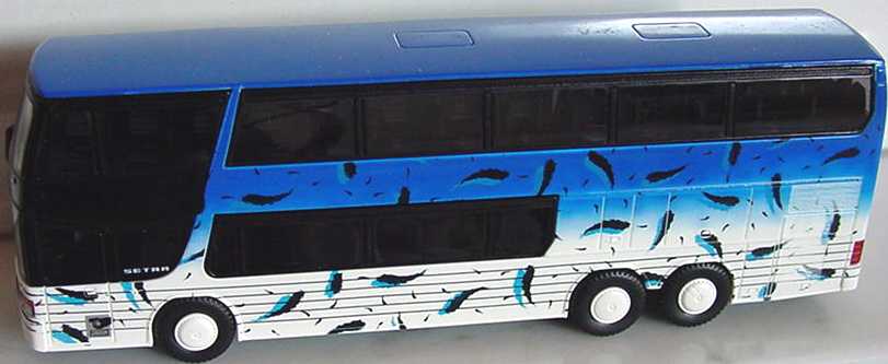 Foto 1:87 Kässbohrer-Setra S 328 DT Design weiß/blau/schwarz Rietze