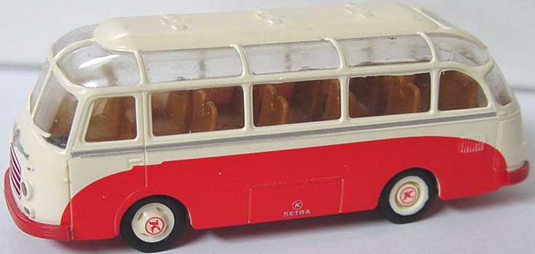 Foto 1:87 Kässbohrer-Setra S 6 beige/rot Brekina