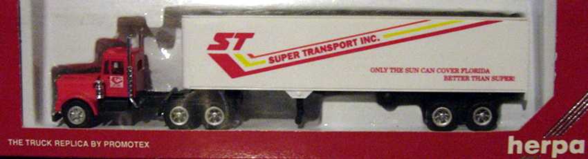 Foto 1:87 Kenworth CON KoSzg 3/2 Super Transport Inc. Florida (Promotex Verpackung) herpa 390323