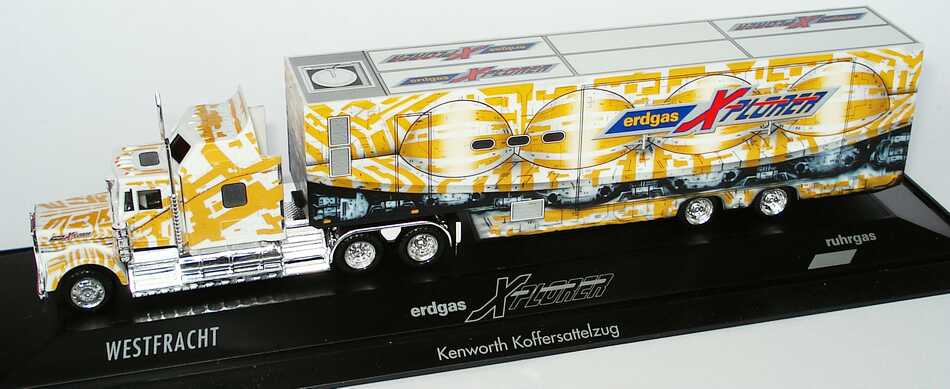 Foto 1:87 Kenworth W900B JuKoSzg 3/2 Showtruck Westfracht / Ruhrgas, Erdgas Xplorer herpa 120395