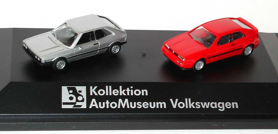 Foto 1:87 Kollektion AutoMuseum Volkswagen (VW Scirocco I silber-met. + VW Corrado rot) Werbemodell herpa