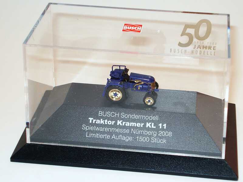 Foto 1:87 Kramer KL 11 Traktor blau/gold Busch Sondermodell Spielwarenmesse 2008, 50 Jahre Busch-Modelle Busch