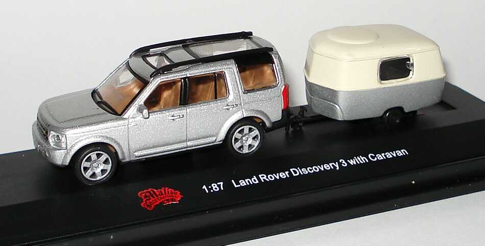 Foto 1:87 Land Rover Discovery III silber-met. mit Wohnwagen Malibu International 06000