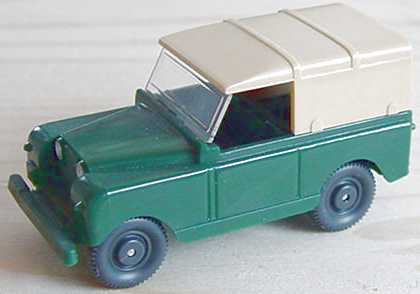 Foto 1:87 Land Rover kurz mit Verdeck dunkelgrün/beige (oV, Mängel) Wiking