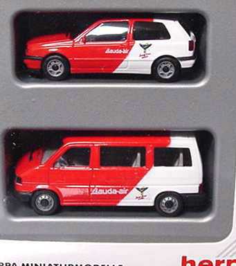 Foto 1:87 Lauda-air (VW Golf III + VW T4 Caravelle, in herpa-Verp.) herpa 181440