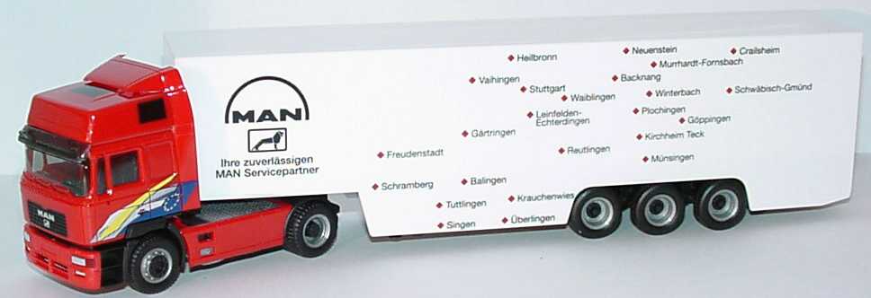 Foto 1:87 MAN F2000 Evo Hochdach Fv KoSzg Cv 2/3 Ihre zuverlässigen MAN Servicepartner herpa