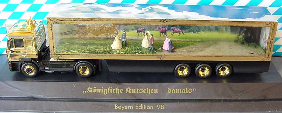 Foto 1:87 MAN F2000 Evo TransparentKoSzg 2/3 Königliche Kutschen-damals - Bayern LKW ´98 herpa