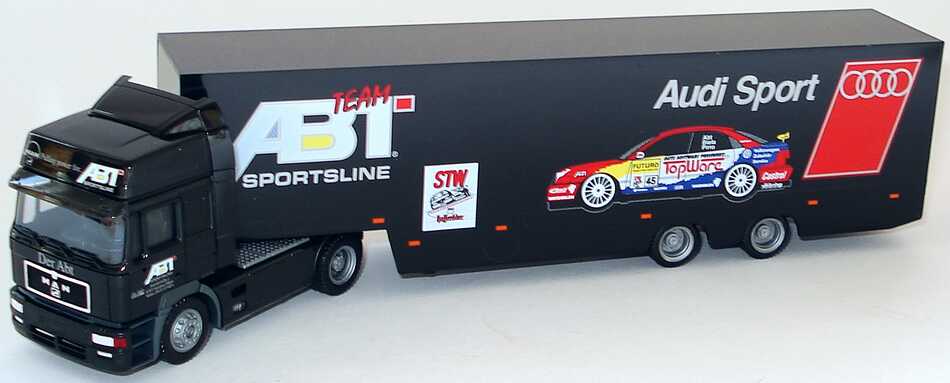 Foto 1:87 MAN F2000 Hochdach Fv Cv RenntransportSzg 2/2 ABT Sportsline, Audi Sport herpa 037556