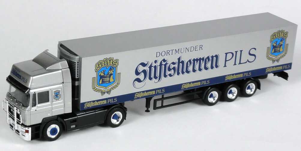 Foto 1:87 MAN F2000 Hochdach Kühlkoffer-Sattelzug Dortmunder Stiftsherren Pils - herpa