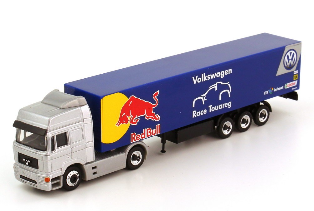 Foto 1:87 MAN F2000 Evo Hochdach Fv Cv KoSzg Servicefahrzeug Rallye Dakar 2006 Volkswagen Race Touareg, Red Bull Schuco AusSet25301