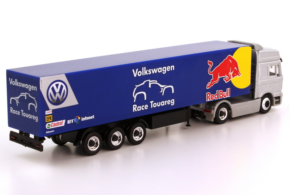 Foto 1:87 MAN F2000 Evo Hochdach Fv Cv KoSzg Servicefahrzeug Rallye Dakar 2006 Volkswagen Race Touareg, Red Bull Schuco AusSet25301