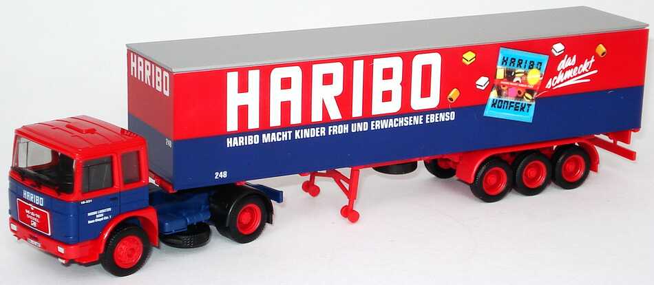 Foto 1:87 MAN F8 KoSzg 2/3 Haribo - Haribo mach Kinder froh und Erwachsene ebenso herpa 153072
