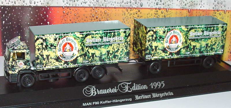 Foto 1:87 MAN F90 (K) GetränkeKoHgz 3/2 Berliner Bürgerbräu (Brauerei-Edition 1995) herpa 183512