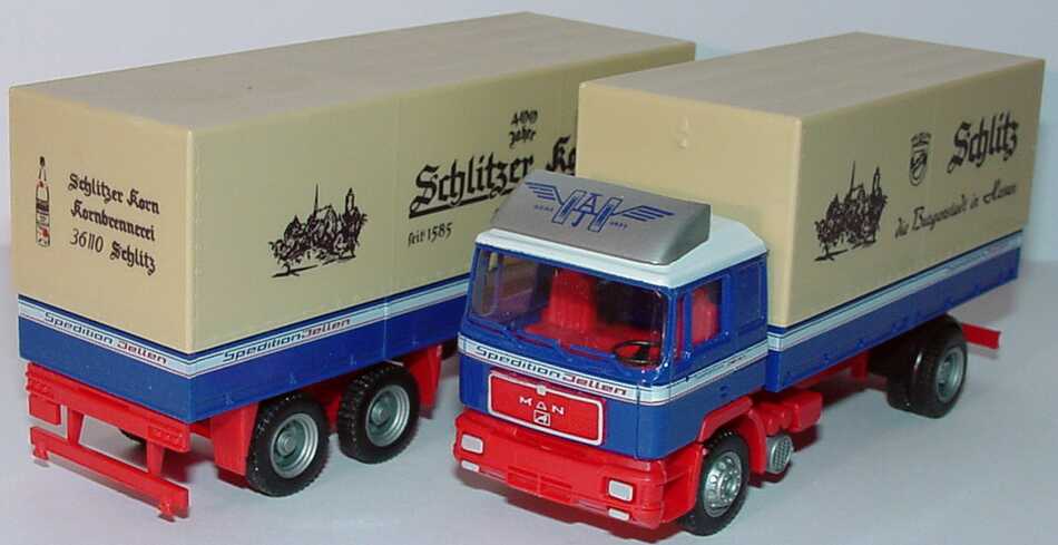 Foto 1:87 MAN F90 PPHgz 2/3 Spedition Jellen, Schlitzer Kornbrennerei herpa 182287
