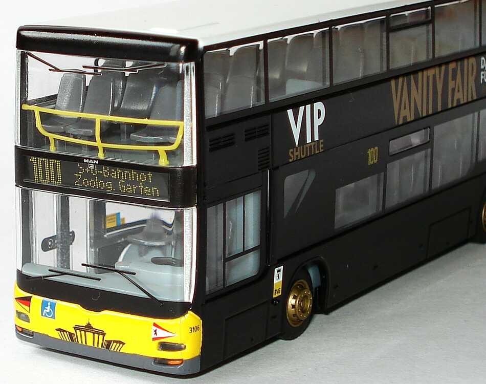 Foto 1:87 MAN Lion´s City DD BVG, Vanity Fair, VIP Shuttle Rietze 67313