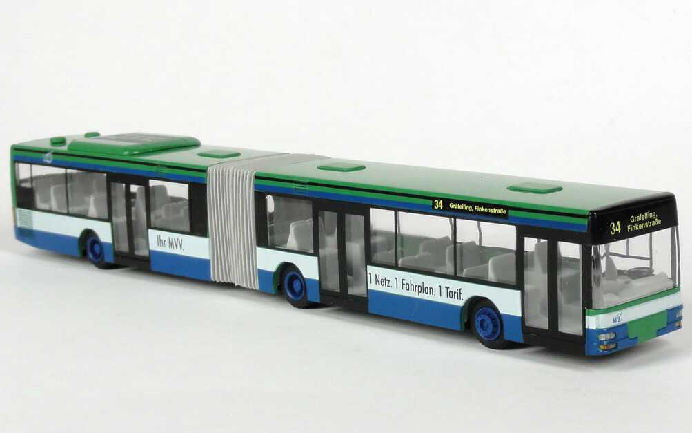 Foto 1:87 MAN NG Ihr MVV. 1 Netz. 1 Fahrplan. 1 Tarif. (Linie 34, Gräfeling, Finkenstraße) Rietze