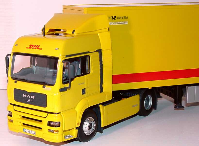 Foto 1:43 MAN TG-A LX Fv Cv KoSzg 2/3 DHL Minichamps 499070190