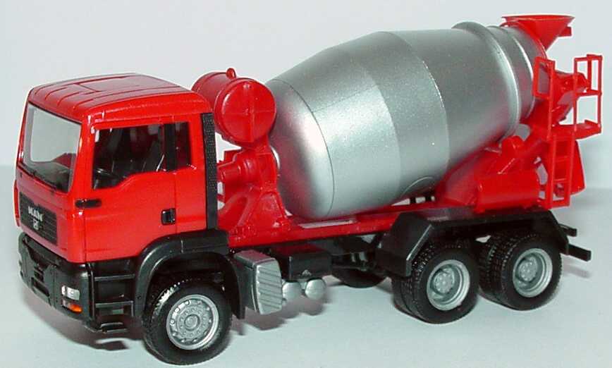 Foto 1:87 MAN TG-A M 3a Betonmischer rot/silber herpa 150507