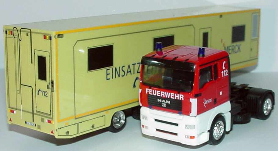 Foto 1:87 MAN TG-A XL KoSzg Cv 2/2 Feuerwehr Merck, Einsatzleitung herpa