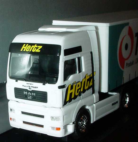 Foto 1:87 MAN TG-A XXL Fv Cv GpSzg 2/3 Hertz, Trefz - Produkt > Ziel > Management (Gönemeyer-Mensch-Tournee-Truck) herpa