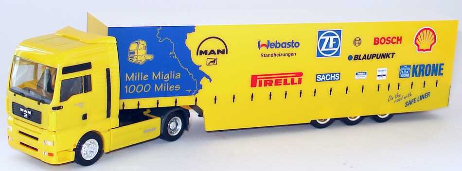 Foto 1:87 MAN TG-A XXL Fv Cv Safeliner GPSzg 2/3 Mille Miglia, 1000 Miles Werbemodell herpa 09.38069-0198