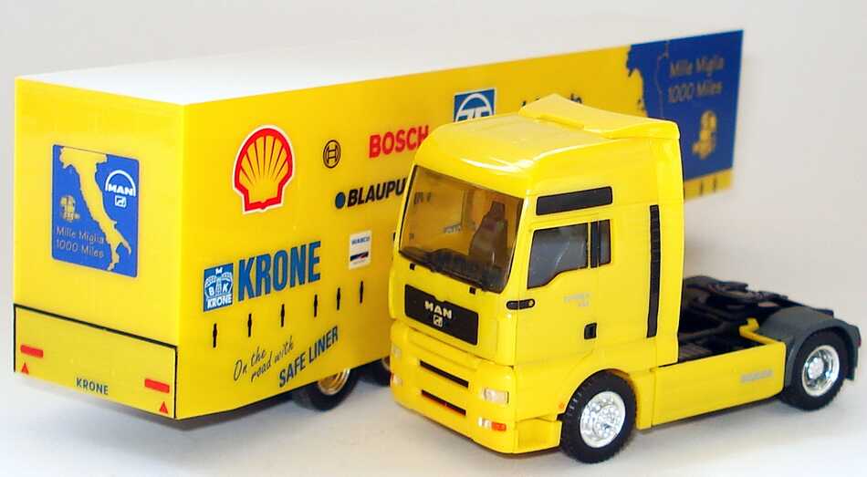 Foto 1:87 MAN TG-A XXL Fv Cv Safeliner GPSzg 2/3 Mille Miglia, 1000 Miles Werbemodell herpa 09.38069-0198