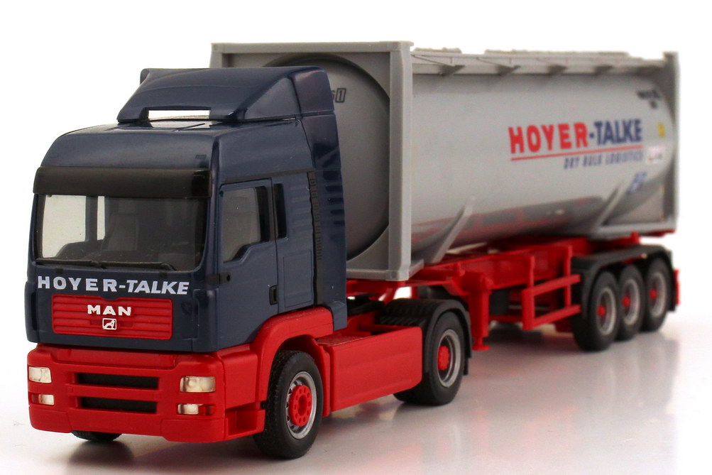 Foto 1:87 MAN TG-A LX 30ft. Drucksilocontainer-Szg 2/3 Hoyer-Talke Dry Bulk Logistics herpa 151085